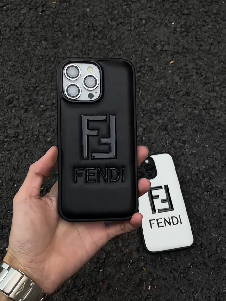 Fendi皮質磨砂全包手機殼